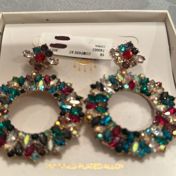 EYE CANDY gorgeous multicolor gemstone post earrings! - Picture 6 of 6